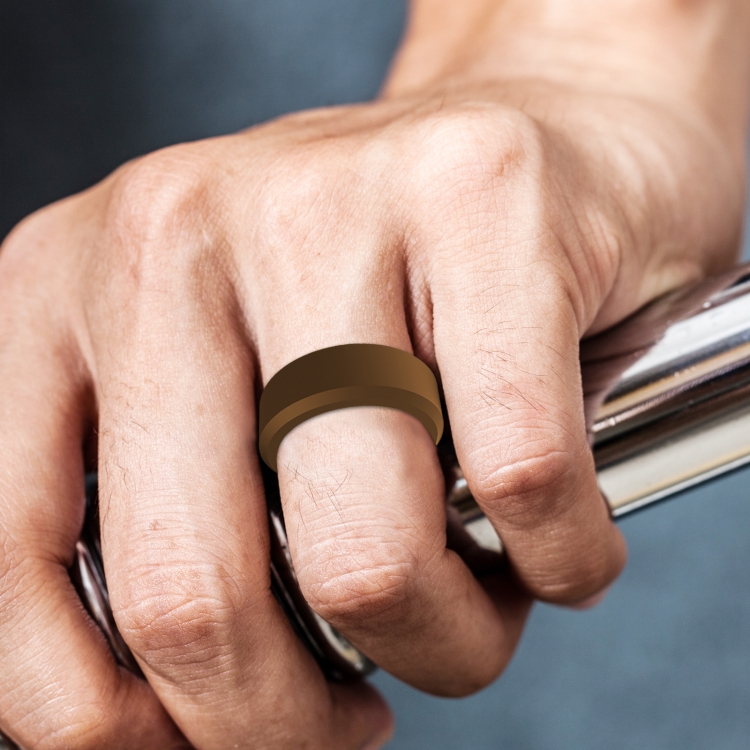 SIR062 8MM Wide Bevel Silicone Ring Sports Ring No.12(Bronze)