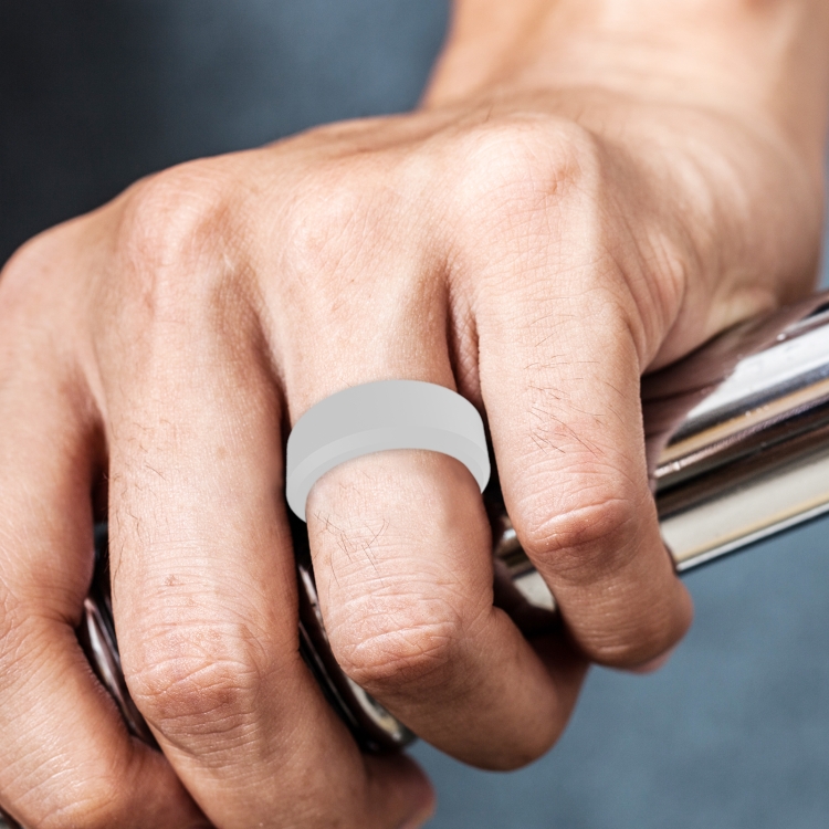 SIR062 8MM Wide Bevel Silicone Ring Sports Ring No.13(Silver)