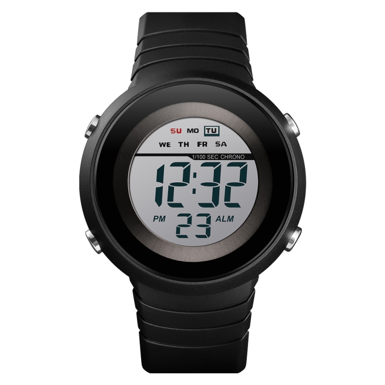 SKMEI 1497 Fashion Simple Backlight Single Display Electronic Watch Timing Alarm Watch(Black White)