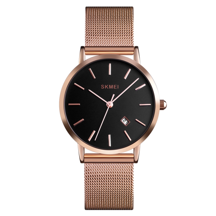 SKMEI 1530 Fashion Europe And America Simple Business Women Wristwatch Elegant Thin Female Student Quartz Watch(Rose Gold)