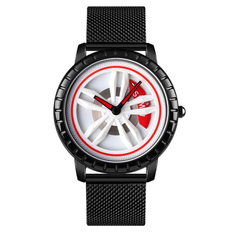 SKMEI 1634 Men Waterproof Watch Fashion Quartz Watch(White Mesh Belt)