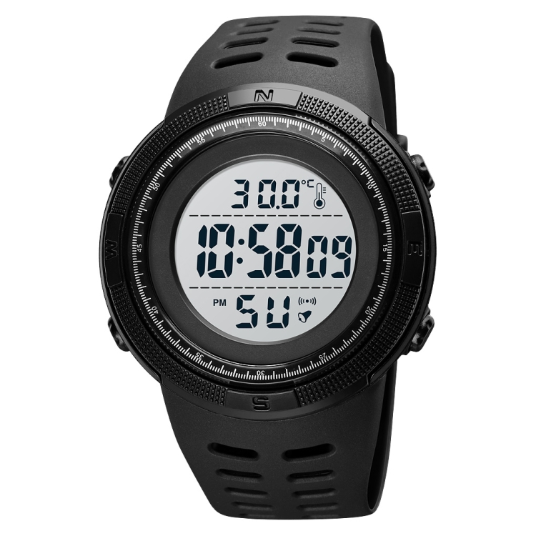SKMEI 1681 Multifunctional LED Digital Display Luminous Electronic Watch, Support Body / Ambient Temperature Measurement(Black White)