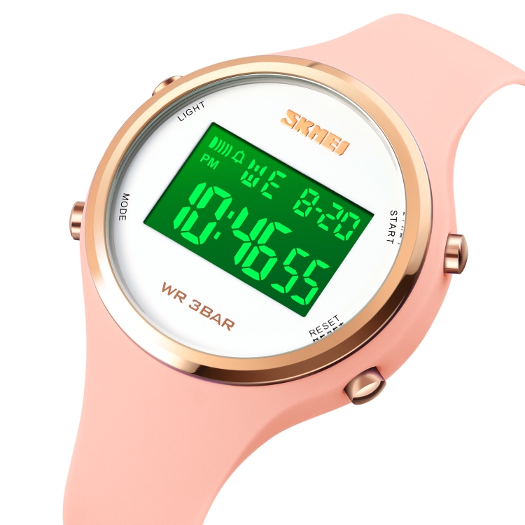 SKMEI 1720 Round Dial LED Digital Display Luminous Silicone Strap Electronic Watch(Pink)