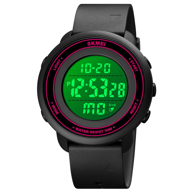 SKMEI 1736 Triplicate Round Dial Timing LED Digital Display Luminous Electronic Watch(Rose Red and White)