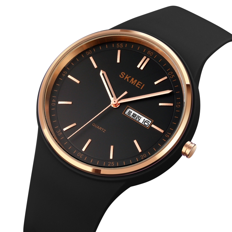 SKMEI 1747 Simple Bar scale Dial Silicone Strap Quartz Watch for Ladies(Black)