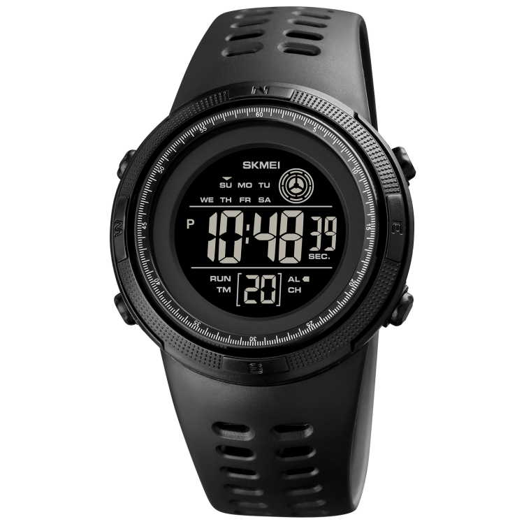 SKMEI 1773 Triplicate Round LED Dual Time Digital Display Colorful Backlight Electronic Watch(Black)