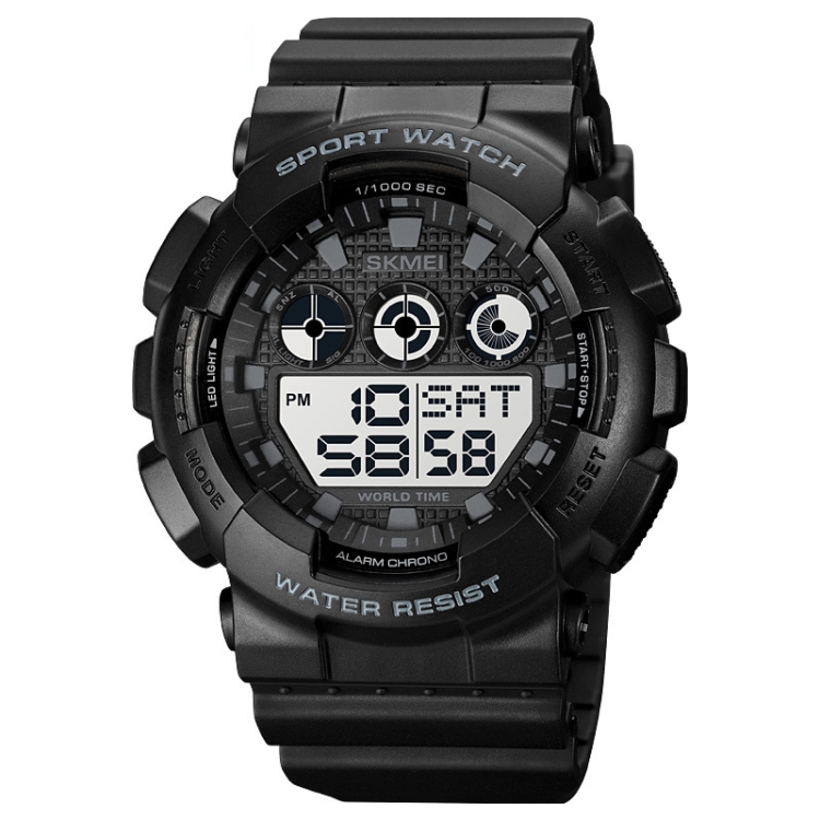 SKMEI 1857 Stainless Steel Buckle PU Strap Waterproof Electronic Watch(Black and White)