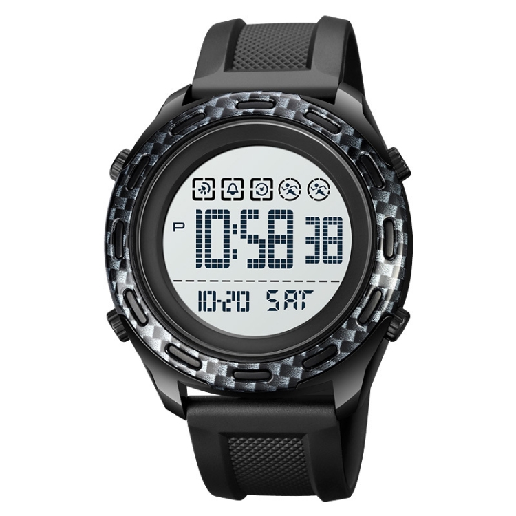 SKMEI 1872 Stainless Steel Buckle PU Strap Waterproof Electronic Watch, Dial:White(Carbon Brazing)