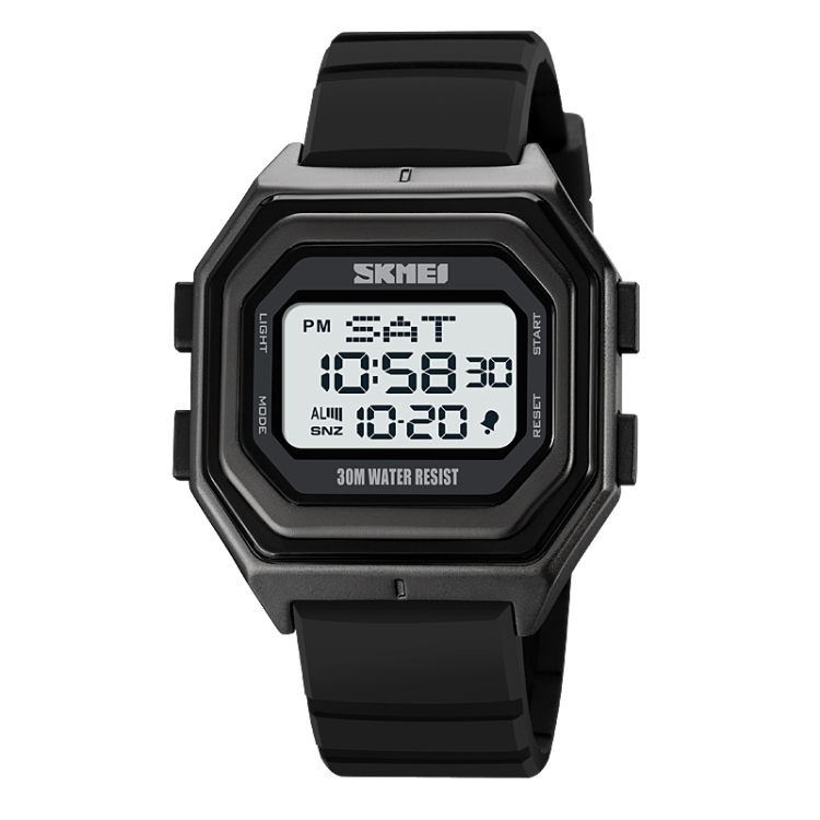 SKMEI 1875 Men Outdoor Electronic Watch Timing Multi-Functional Watch, Style: Silicone Band White Machine