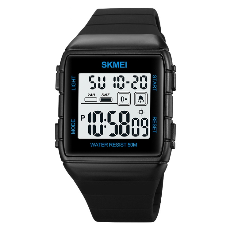 SKMEI 1960 Stainless Steel Buckle Silicone Strap Waterproof Electronic Watch(Blue)