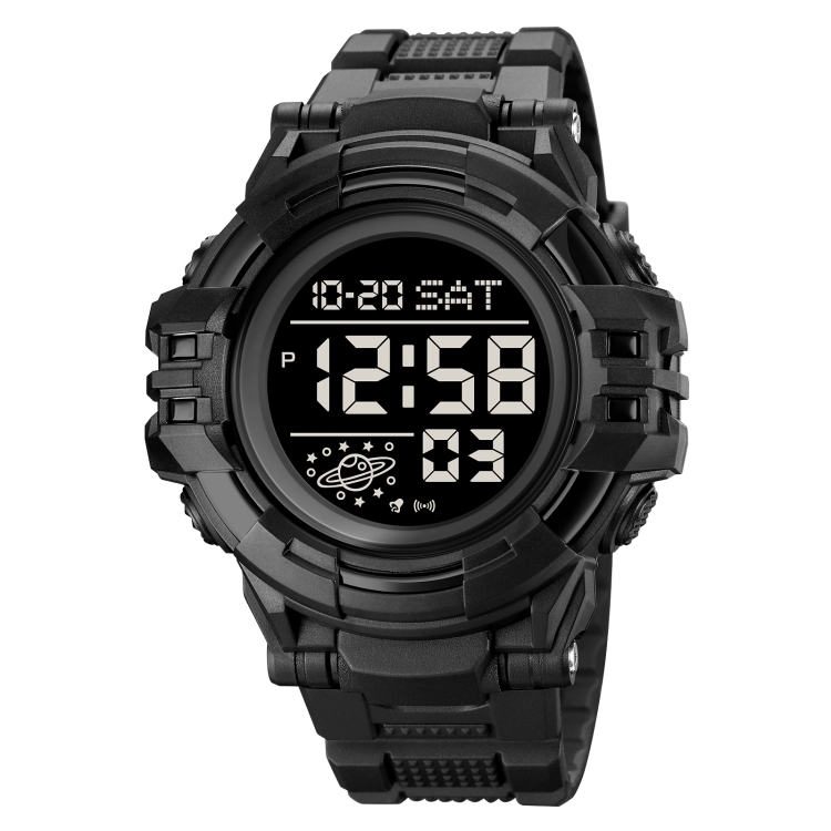 SKMEI 2003 Multifunctional Back Light Sports Watch Mens Countdown Date Alarm Clock Watch(Black Black Machine)