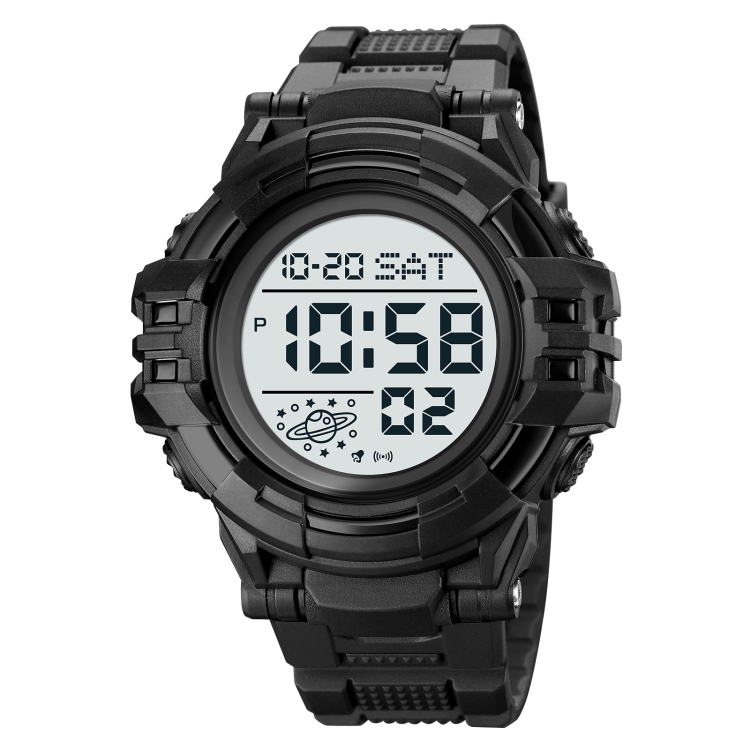 SKMEI 2003 Multifunctional Back Light Sports Watch Mens Countdown Date Alarm Clock Watch(Black White Machine)