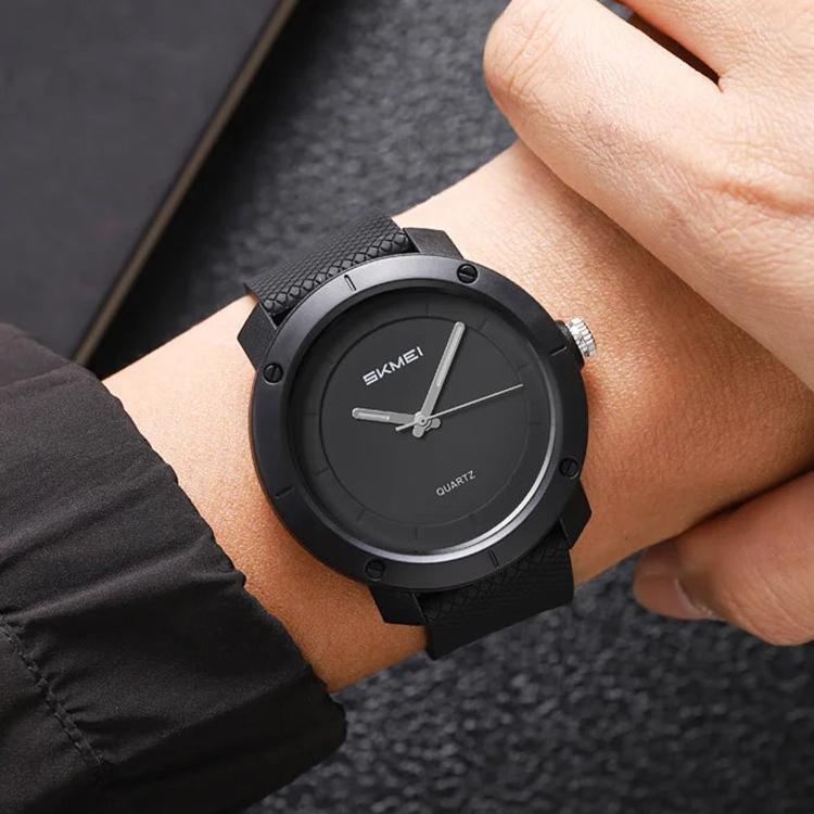 SKMEI 2557 Simple Unisex Couple Watch 50m Life Waterproof Quartz Watch(Black Case Black Dial)