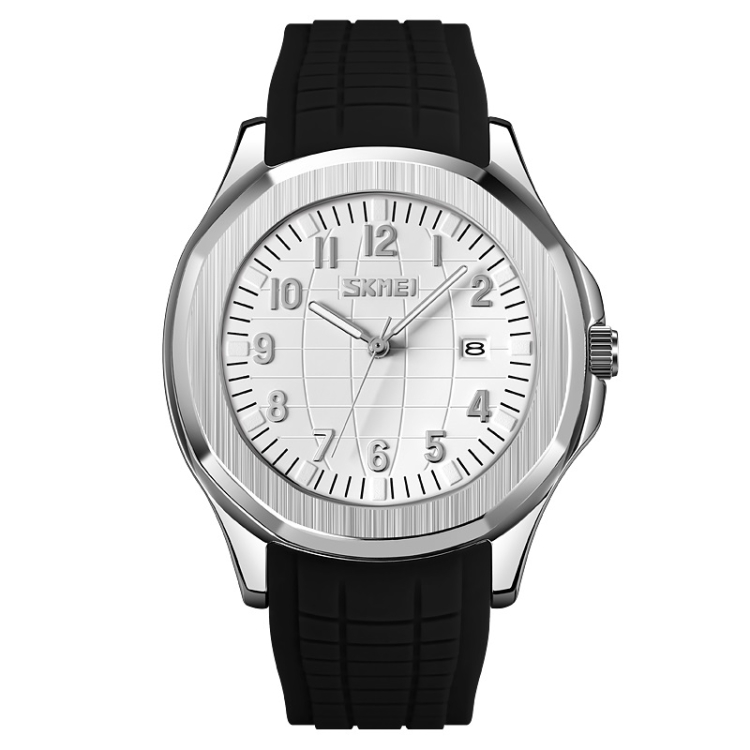 SKMEI 9286 Outdoor Sports Multifunctional Men Waterproof Quartz Watch(Black Belt White Noodles)
