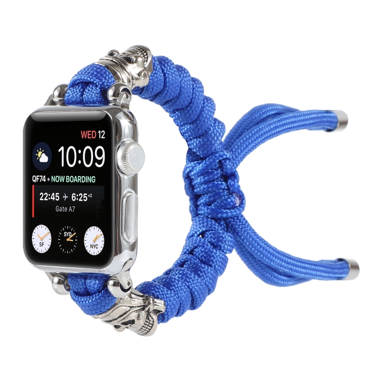 Skull Umbrella Cord Braided Watch Band For Apple Watch Series 9&8&7 41mm / SE 3&SE 2&6&SE&5&4 40mm / 3&2&1 38mm(Blue)