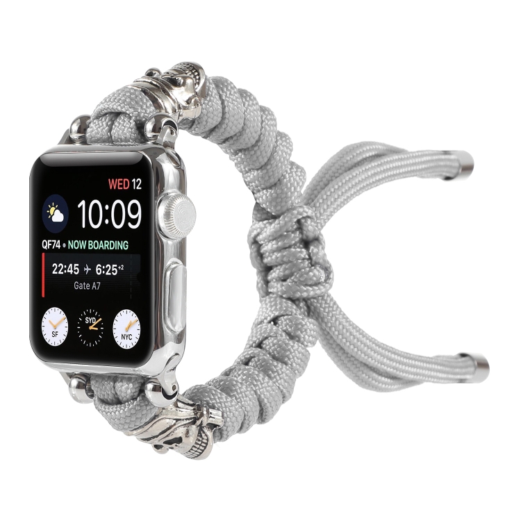 Skull Umbrella Cord Braided Watch Band For Apple Watch Series 9&8&7 41mm / SE 3&SE 2&6&SE&5&4 40mm / 3&2&1 38mm(Grey)