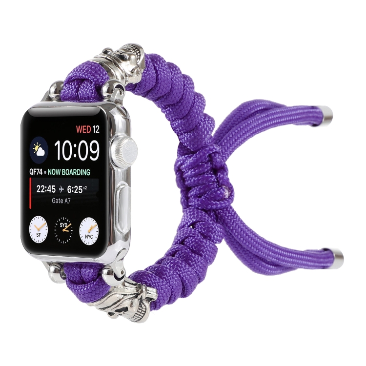 Skull Umbrella Cord Braided Watch Band For Apple Watch Series 9&8&7 41mm / SE 3&SE 2&6&SE&5&4 40mm / 3&2&1 38mm(Purple)