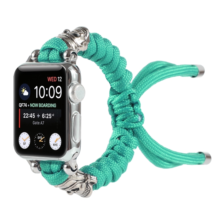 Skull Umbrella Cord Braided Watch Band For Apple Watch Ultra 49mm&Watch Ultra 2 49mm / Series 9&8&7 45mm / SE 3&SE 2&6&SE&5&4 44mm / 3&2&1 42mm(Mint Green)