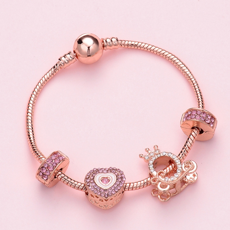 SL126 18cm Women Rose Gold Beaded Bracelet