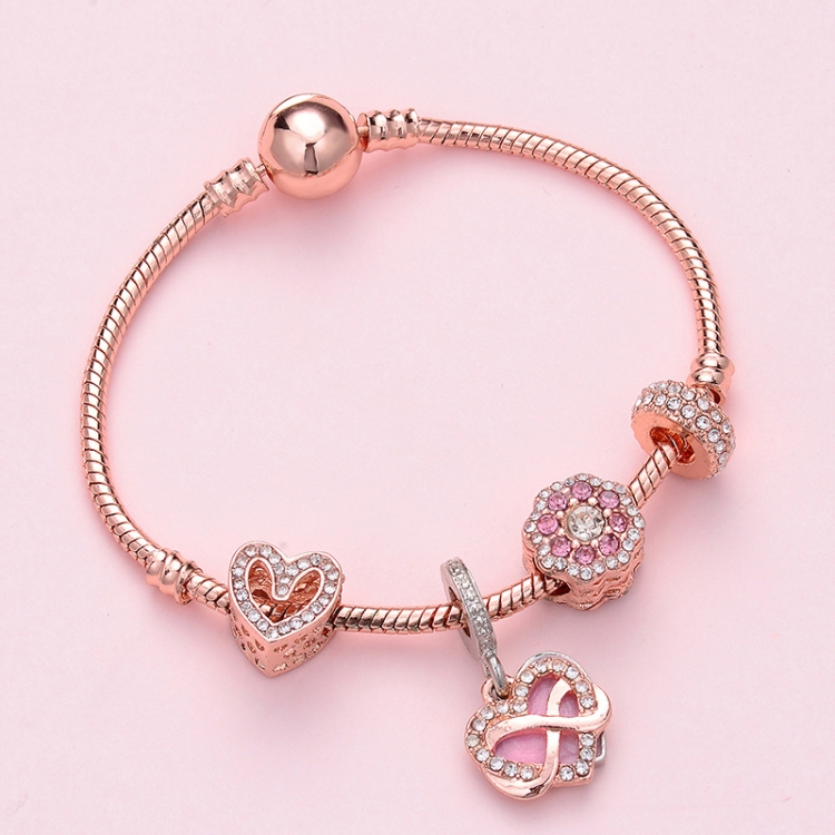 SL129 20cm Women Rose Gold Beaded Bracelet