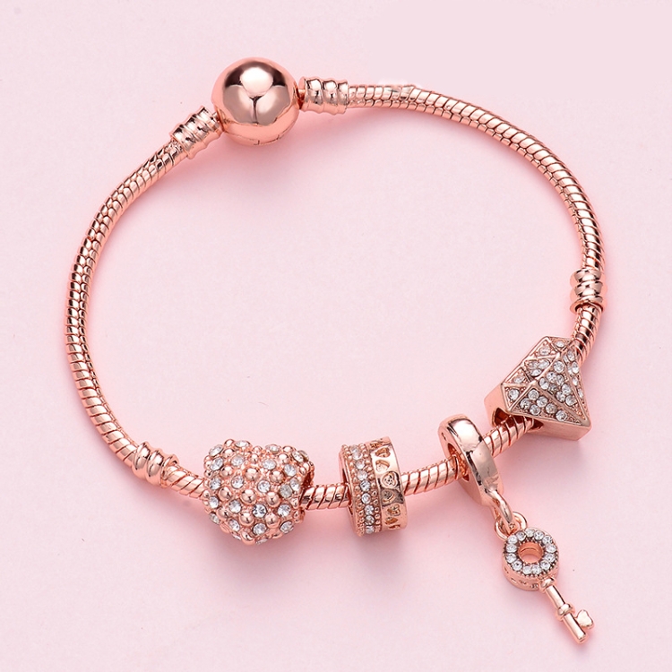 SL133 18cm Women Rose Gold Beaded Bracelet
