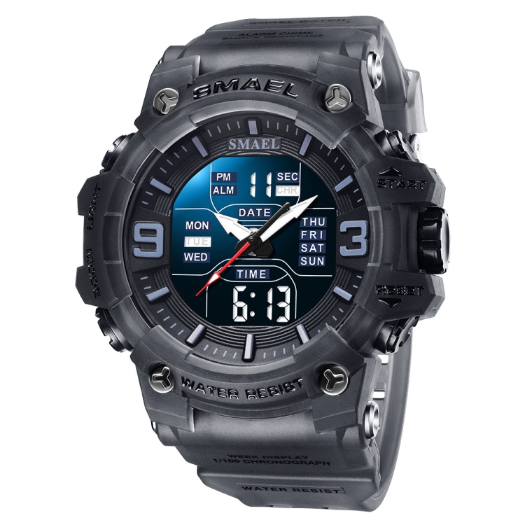 SMAEL 8049 Waterproof Sports Watch Men Multi-function Night Light Electronic Watch(Transparent Gray)