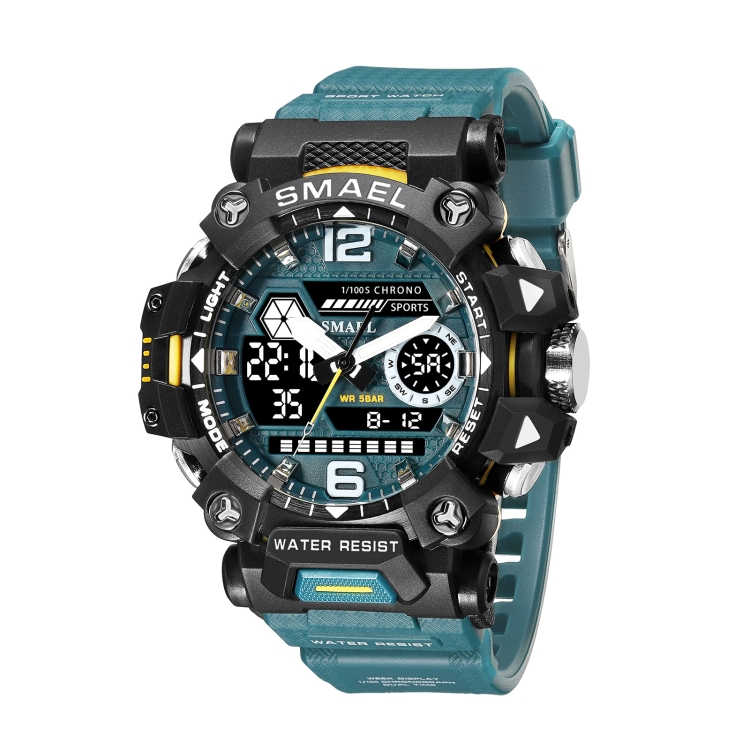 SMAEL 8072 Alloy Outdoor Multifunctional Electronic Watch Men Dual Display Waterproof Watch(Green)