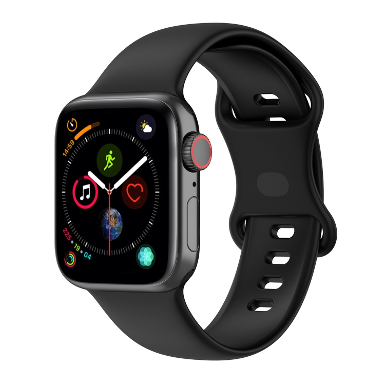 Small Size Silicone Watch Band For Apple Watch Ultra 49mm& Ultra 2 49mm / Series 9&8&7 45mm / SE 3&SE 2&6&SE&5&4 44mm / 3&2&1 42mm(Black)