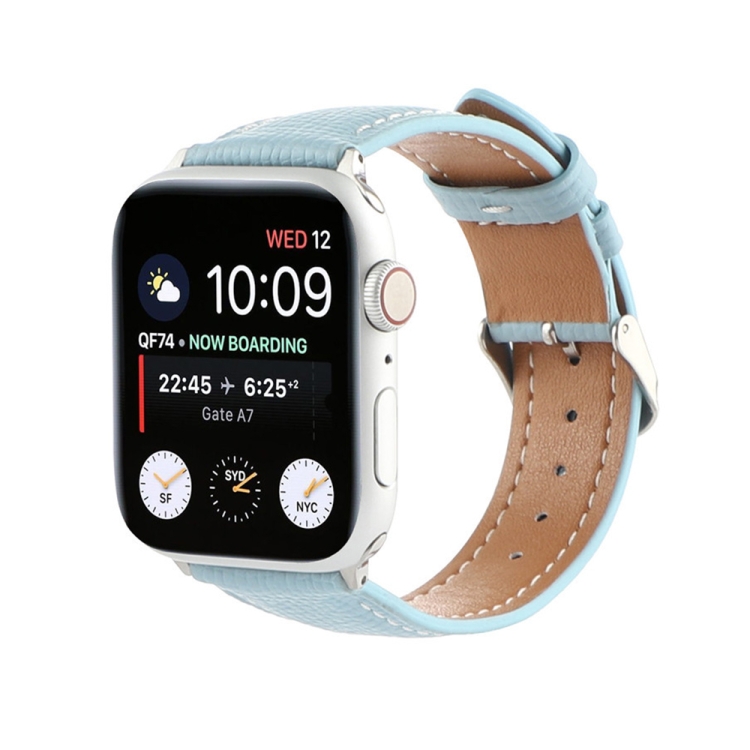 Small Waist Cross Texture Leather Watch Band For Apple Watch Ultra 49mm&Watch Ultra 2 49mm / Series 9&8&7 45mm / SE 3&SE 2&6&SE&5&4 44mm / 3&2&1 42mm(Sky Blue)