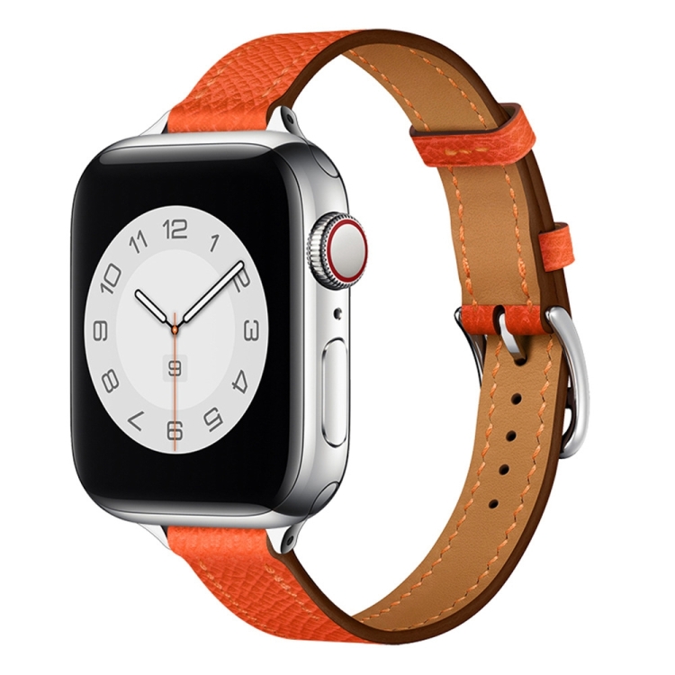 Small Waist Leather Watch Band For Apple Watch Series 9&8&7 41mm / SE 3&SE 2&6&SE&5&4 40mm / 3&2&1 38mm(Flame Orange)