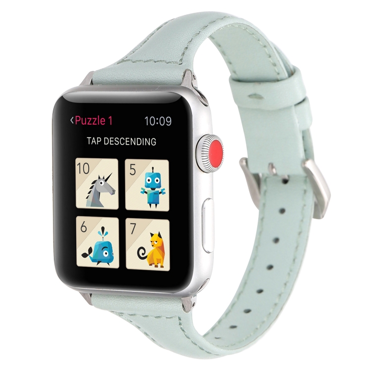 Small Waist Leather Watch Band For Apple Watch Series 9&8&7 41mm / SE 3&SE 2&6&SE&5&4 40mm / 3&2&1 38mm(Light Green)
