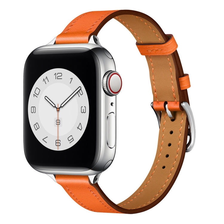 Small Waist Leather Watch Band For Apple Watch Series 9&8&7 41mm / SE 3&SE 2&6&SE&5&4 40mm / 3&2&1 38mm(Orange)