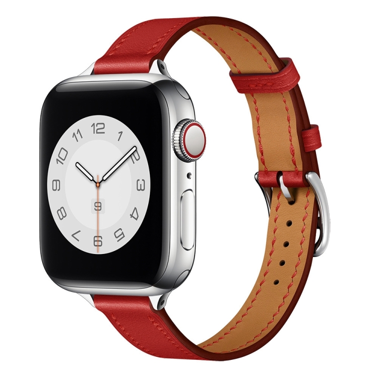 Small Waist Leather Watch Band For Apple Watch Series 9&8&7 41mm / SE 3&SE 2&6&SE&5&4 40mm / 3&2&1 38mm(Red)