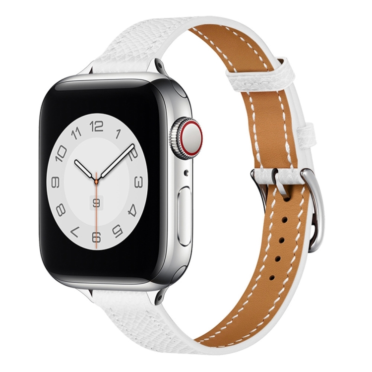 Small Waist Leather Watch Band For Apple Watch Series 9&8&7 41mm / SE 3&SE 2&6&SE&5&4 40mm / 3&2&1 38mm(White)