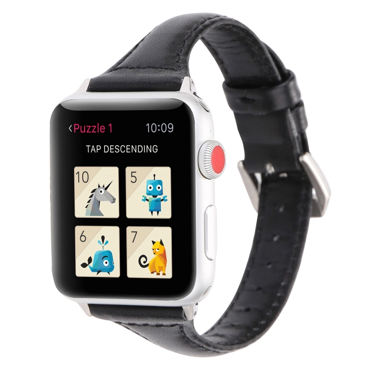 Small Waist Leather Watch Band For Apple Watch Ultra 49mm&Watch Ultra 2 49mm / Series 9&8&7 45mm / SE 3&SE 2&6&SE&5&4 44mm / 3&2&1 42mm(Black)