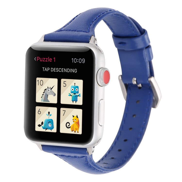 Small Waist Leather Watch Band For Apple Watch Ultra 49mm&Watch Ultra 2 49mm / Series 9&8&7 45mm / SE 3&SE 2&6&SE&5&4 44mm / 3&2&1 42mm(Blue)