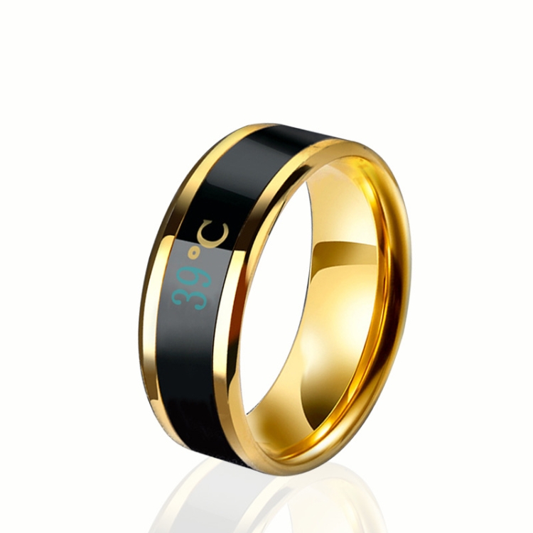 Smart Temperature Ring Stainless Steel Personalized Temperature Display Couple Ring, Size: 13(Yellow)