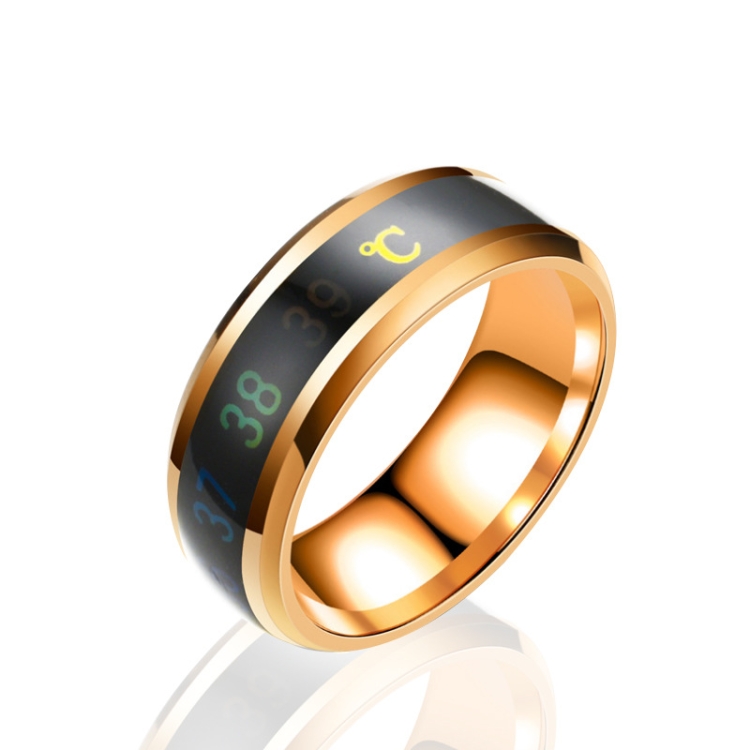 Smart Temperature Ring Stainless Steel Personalized Temperature Display Couple Ring, Size: 6(Rose Gold)