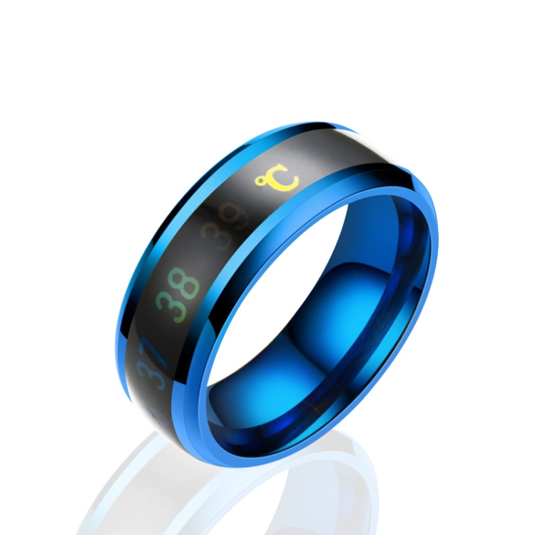 Smart Temperature Ring Stainless Steel Personalized Temperature Display Couple Ring, Size: 8(Blue)