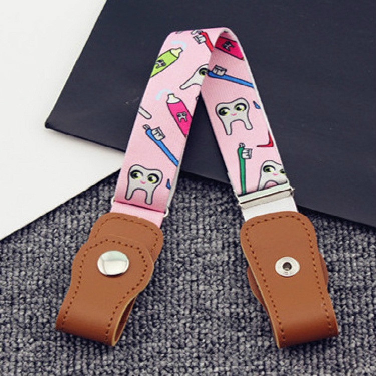 Snap Version Children Weaving Cloth Elastic Force Belt(Pink Tooth)