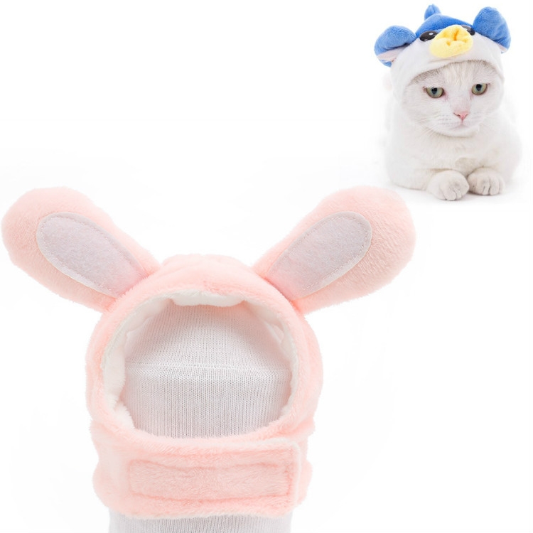 Soft Cat Headgear Cat Dog Cross Dress Pet Hat, Size: M(Pink Rabbit)