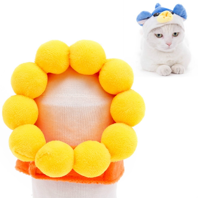 Soft Cat Headgear Cat Dog Cross Dress Pet Hat, Size: S(Sun Flower)