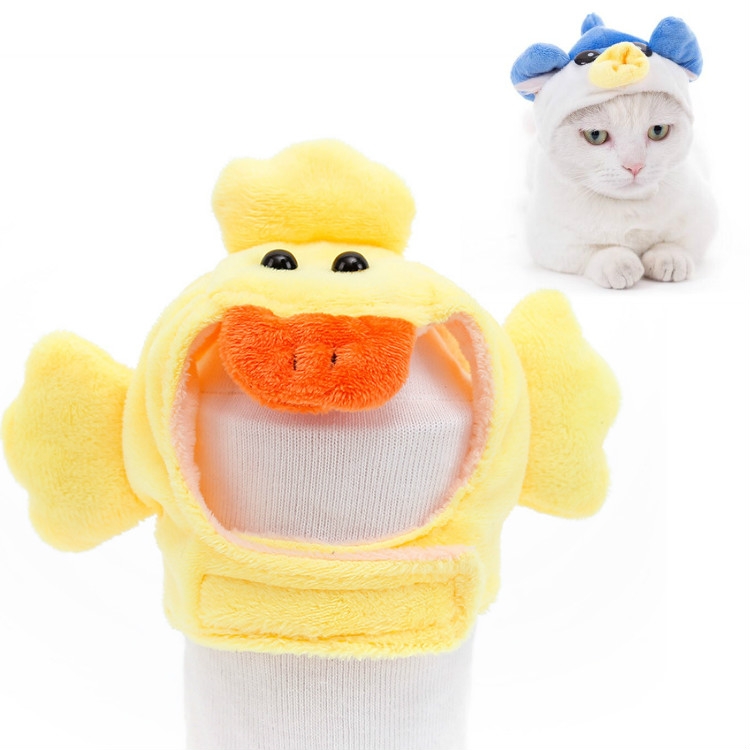 Soft Cat Headgear Cat Dog Cross Dress Pet Hat, Size: XS(Yellow Duck)