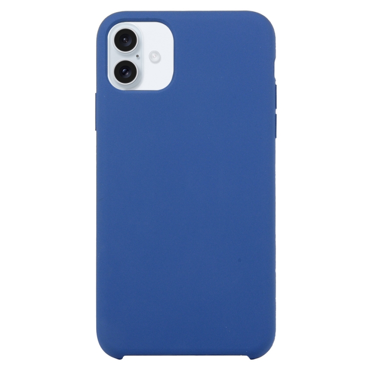 Solid Silicone Phone Case For iPhone 16 Plus(Blue)