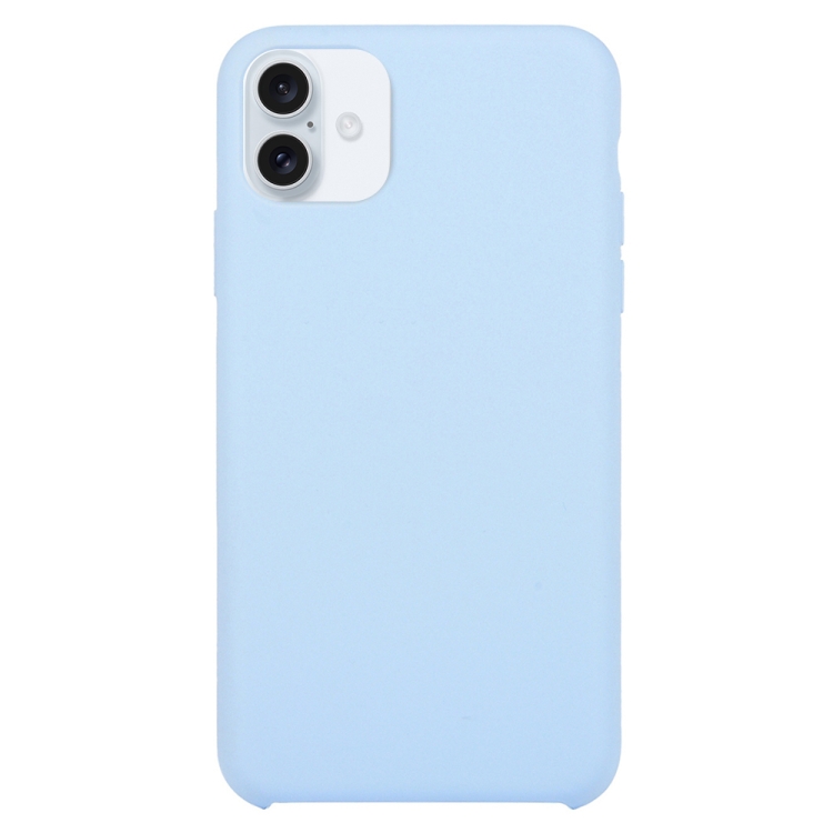 Solid Silicone Phone Case For iPhone 16 Plus(Light Blue)