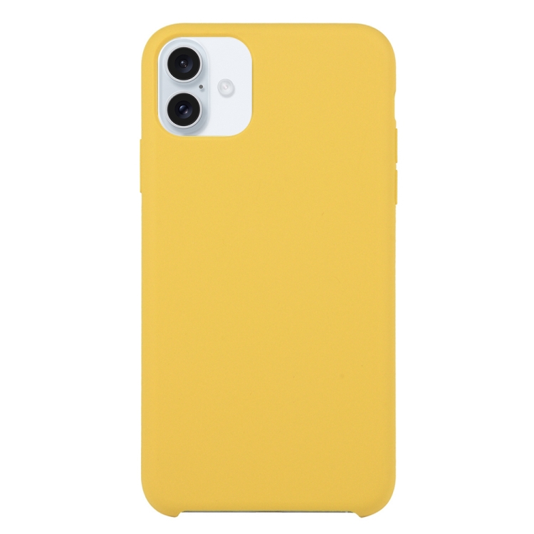 Solid Silicone Phone Case For iPhone 16 Plus(Yellow)