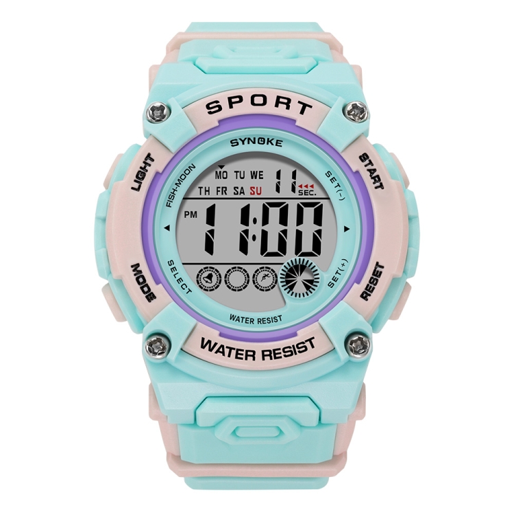 SYNOKE 9810 Multifunctional Luminous Waterproof Student Sports Watch(Lake Green)