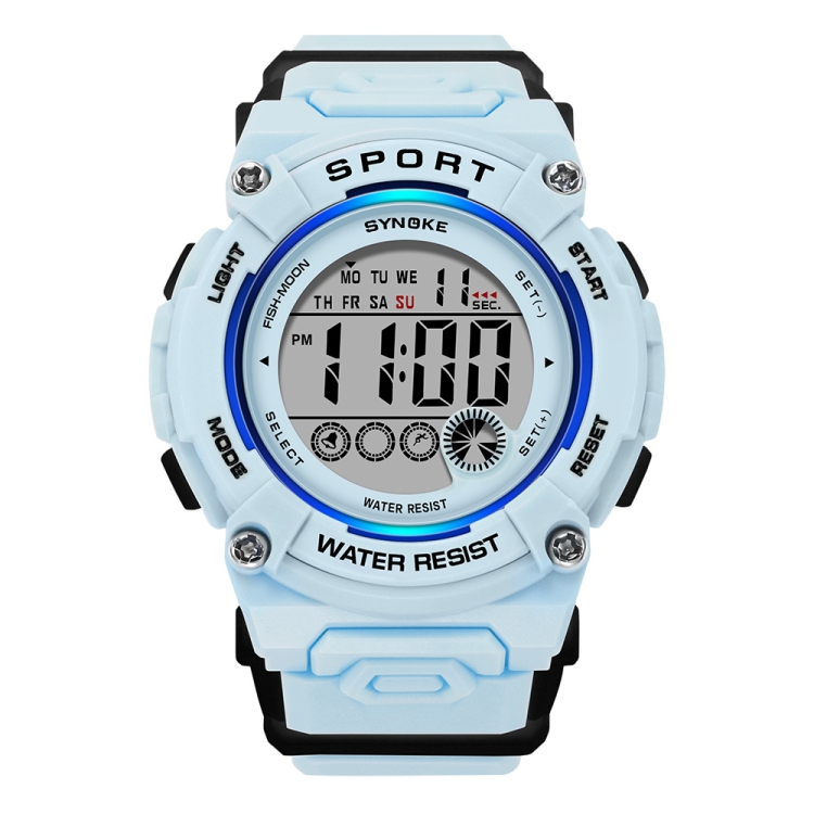 SYNOKE 9810 Multifunctional Luminous Waterproof Student Sports Watch(Smog Blue)