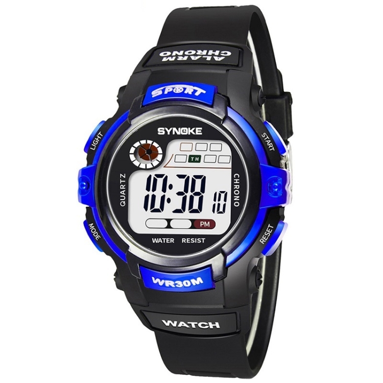 SYNOKE 99569 Children LCD Luminous Waterproof Electronic Sports Watch(Black Blue)