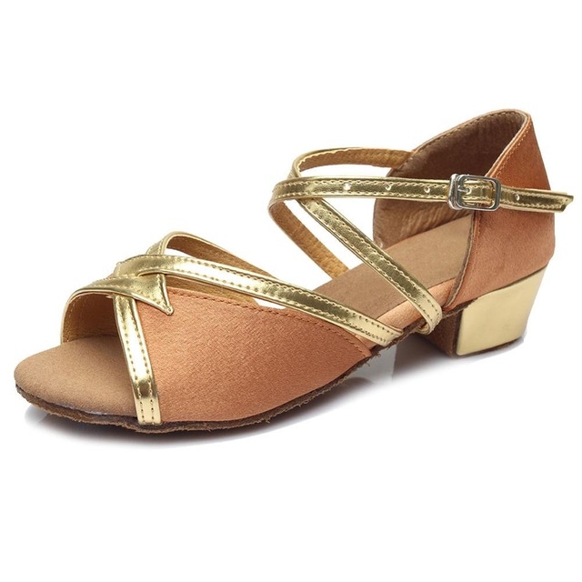 Tango Salsa Latin Low Heel Soft Bottom Dance Shoes for Girls & Women, Shoe Size:36(Brown)
